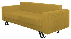 Canapea extensibila Alisson, cu lada de depozitare si picioare negre, stofa p48 galben mustar, 230x105x80