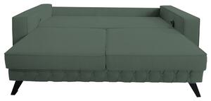 Canapea extensibila Alisson, cu lada de depozitare si picioare negre, stofa p34 verde ou de rata, 230x105x80