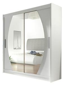 Dulap dormitor cu uşi glisante CARLA IV cu oglindă, 180x215x57, alb mat
