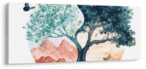 Tablou – Arbore acvarelă plin de viață (120x50 cm)
