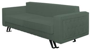 Canapea extensibila Alisson, cu lada de depozitare si picioare negre, stofa p34 verde ou de rata, 230x105x80