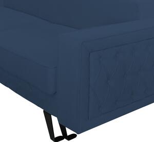 Canapea extensibila Alisson, cu lada de depozitare si picioare negre, stofa p74 albastru, 230x105x80