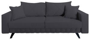 Canapea extensibila Alisson, cu lada de depozitare si picioare negre, stofa p90 gri inchis, 230x105x80