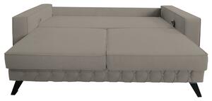 Canapea extensibila Alisson, cu lada de depozitare si picioare negre, stofa p86 gri deschis, 230x105x80