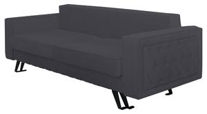 Canapea extensibila Alisson, cu lada de depozitare si picioare negre, stofa p90 gri inchis, 230x105x80
