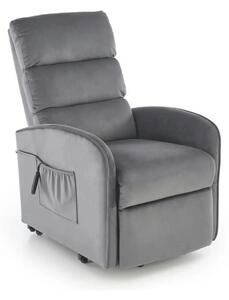 Fotoliu recliner MARONI, stofa catifelata gri - Bluvel 14, 62x92/165x1