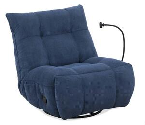 Fotoliu recliner MARCUS, albastru/negru, stofa clasica/metal, 84x104x9