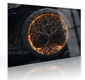 Tablou pe sticlă – Arborele vieții în lavă I. (70x50 cm)