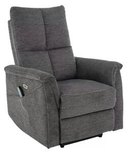 Fotoliu recliner NEPTUN M, gri inchis, stofa clasica/metal, functie de