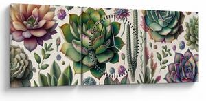 Tablou - Plante suculente (cu ceas) (90x30 cm)