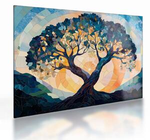 Tablou pe sticlă – Mozaic – soare și arbore II. (70x50 cm)