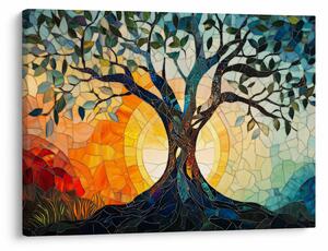 Tablou – Mozaic – soare și arbore I. (70x50 cm)