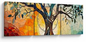 Tablou – Mozaic – soare și arbore I. (cu ceas) (90x30 cm)
