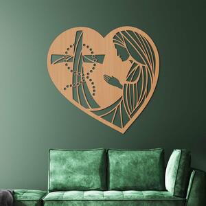 DUBLEZ | Tablou inimă din lemn, Fecioara Maria