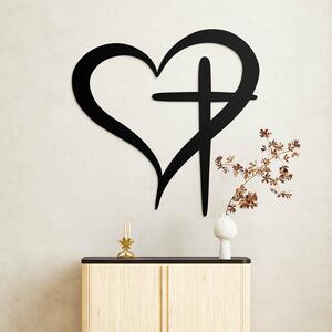 DUBLEZ | Tablou din lemn - Inimă și cruce