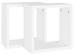 Rafturi de perete cub, 2 buc., alb, 30x15x30 cm