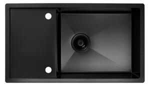 Chiuvetă Nano PVD Black 78 x 44 cm + baterie + dozator Black