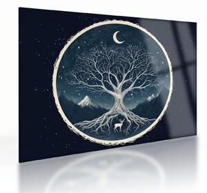 Tablou pe sticlă – Arbore magic cu cerb II. (70x50 cm)