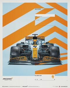 Imprimare de artă McLaren x Gulf - Lando Norris - 2021, (40 x 50 cm)