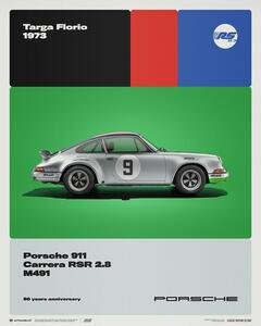 Imprimare de artă Porsche 911 Carrera RS 2.8 - 50th Anniversary - Targa Florio - 1973