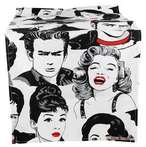 Runner din bumbac Hollywood negru 140x45 cm
