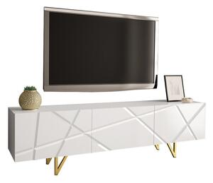 Comodă TV Audis, Alb lucios, Alb, PAL laminat, 52x180x37cm, 33 kg