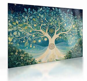 Tablou pe sticlă – Arbore magic cu spirale (70x50 cm)