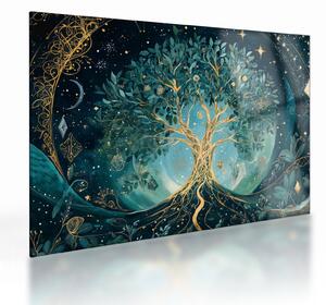 Tablou pe sticlă – Arborele vieții în univers (70x50 cm)