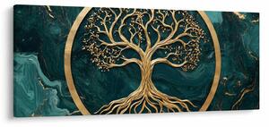 Tablou – Arborele vieții auriu în marmură (120x50 cm)