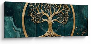 Tablou – Arborele vieții auriu în marmură (cu ceas) (90x30 cm)