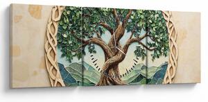 Tablou – Arborele vieții împletit (cu ceas) (90x30 cm)