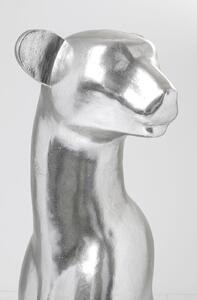 Figurina decorativa Sitting Leopard Argintie 150cm