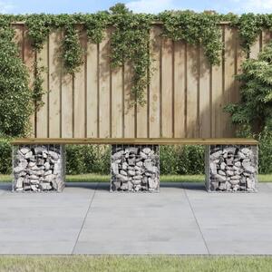 Bancă grădină, design gabion, 203x44x42 cm, lemn pin impregnat