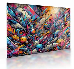 Tablou pe sticlă - Graffiti multicolor (70x50 cm)
