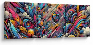 Tablou - Graffiti multicolor (cu ceas) (90x30 cm)