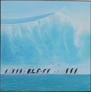 Tablou canvas Bild Walking Penguins 140x140 cm