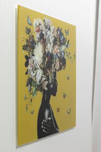 Tablou din sticla Bouquet Beauty 100x100 cm fundal galben
