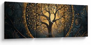 Tablou – Arbore cu aură aurie (cu ceas) (90x30 cm)