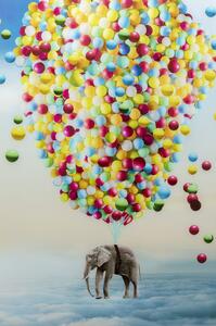 Tablou din sticla Balloon Elephant 100x150 cm