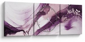 Tablou - Artă fluidă violet (cu ceas) (90x30 cm)