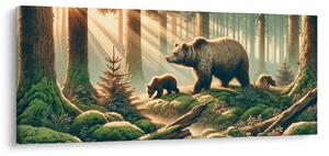 Tablou - Urși în pădure (120x50 cm)