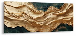 Tablou - Abstracție verde cu auriu II. (120x50 cm)