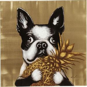 Tablou Dog with Pineapple 80x80cm