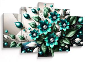 Tablou - Flori turcoaz 3D (150x105 cm)