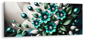 Tablou - Flori turcoaz 3D (120x50 cm)