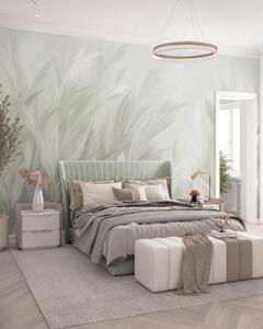 Tapet Iarbă înaltă și pufoasă, în nuanțe delicate de verde pastel, pe un fundal cu textură ușoară, Fototapet Natură, w10060v1 : Uwalls.ro