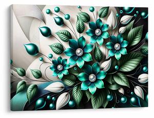 Tablou - Flori turcoaz 3D (70x50 cm)