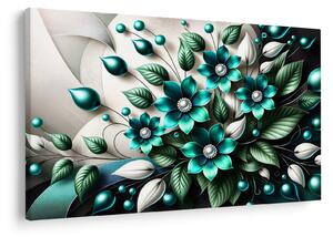 Tablou - Flori turcoaz 3D (90x60 cm)