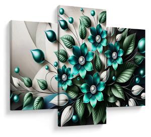 Tablou - Flori turcoaz 3D (90x60 cm)