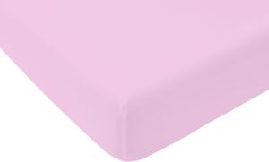 Cearceaf cu elastic pentru pat Bedora, 90 x 200 cm, bumbac ranforce, roz pal